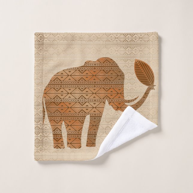 Conjunto De Toalhas Elefante - Design de Arte Tribal (Pano de lavar)