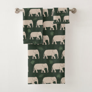 Conjunto De Toalhas Elefantes bonito em fundo negro