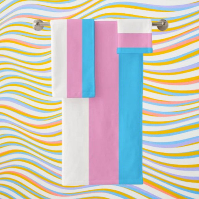 Conjunto De Toalhas Elegância de Banho do Orgulho Trans (Criador carregado)