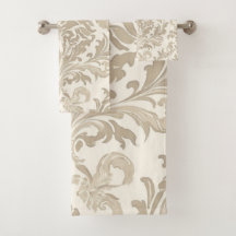 Elegância de Marfim Barroco Damasko Clássico Antig