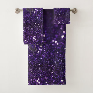 Conjunto De Toalhas Elegância Encantadora: A Borboleta Roxa Sparkle
