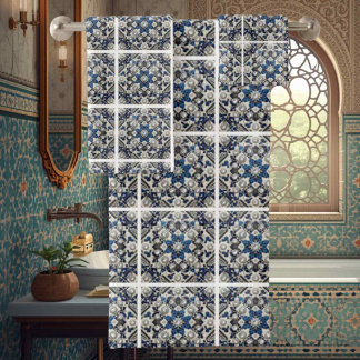 Conjunto De Toalhas Elegância Tradicional | Azulejos Marroquinos Azuis