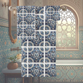 Conjunto De Toalhas Elegância Tradicional | Azulejos Marroquinos Azuis