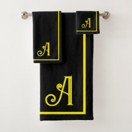 Conjunto De Toalhas Elegant  black &yellow Monogram  