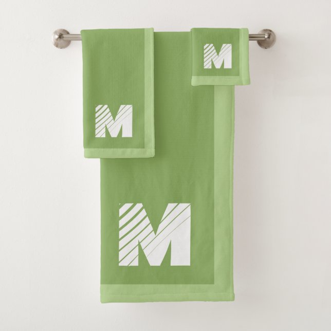 Conjunto De Toalhas Elegant Custom Sage Green Monogram  (Insitu)