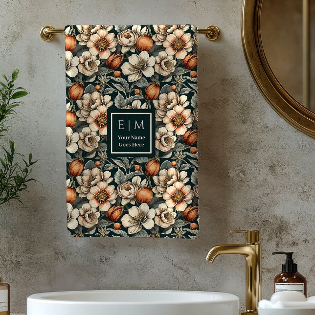 Conjunto De Toalhas Elegant Fall Flowers Sage Copper Custom Bath Towel (Elegant Fall Flowers Sage Copper Custom Bath Towel)