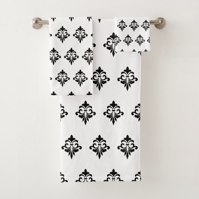 Conjunto De Toalhas Elegant Flower Pattern in Black and White (Insitu)