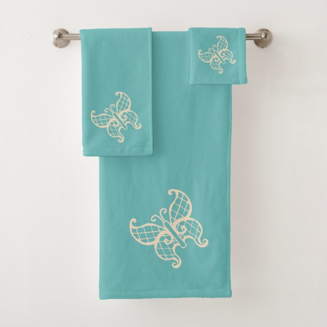 Conjunto De Toalhas Elegant Lace Butterfly Bath Towels Set Gift (Insitu)