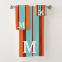 Conjunto De Toalhas Elegant orang &red  blue monogram
