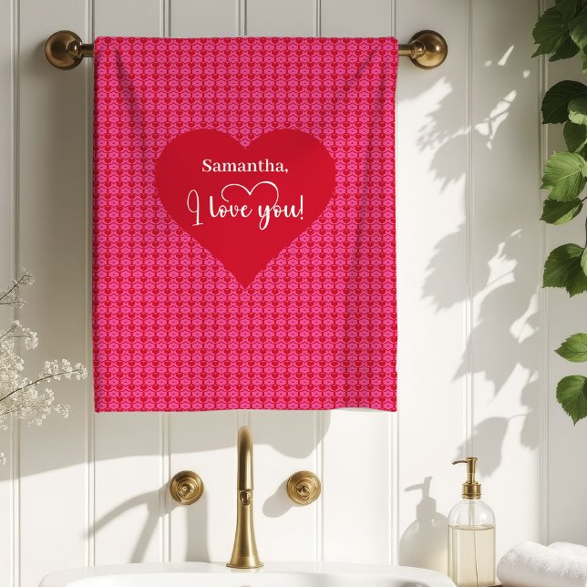 Conjunto De Toalhas Elegant Pink Red Hearts Valentine Bath Towel (Elegant Pink Red Hearts Valentine Bath Towel)