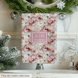 Conjunto De Toalhas Elegant Powder Pink and Gold Flowers Bath Towels