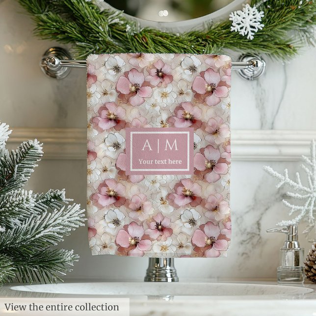 Conjunto De Toalhas Elegant Powder Pink and Gold Flowers Bath Towels (Elegant Powder Pink and Gold Flowers Bath Towels)