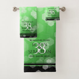 Conjunto De Toalhas Elegante 38º Aniversário Esmeralda