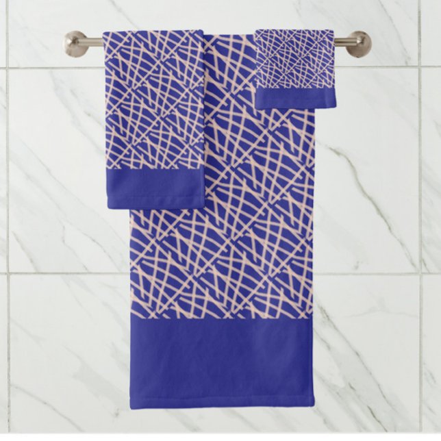 Conjunto De Toalhas Elegante Abstrato Azul Profundo (Criador carregado)