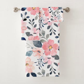 Conjunto De Toalhas Elegante aquosa cor floral decorativa ocular