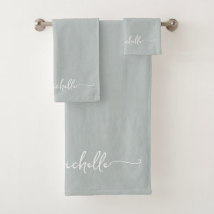 Conjunto De Toalhas Elegante Assinatura em Script com Nome Monograma V