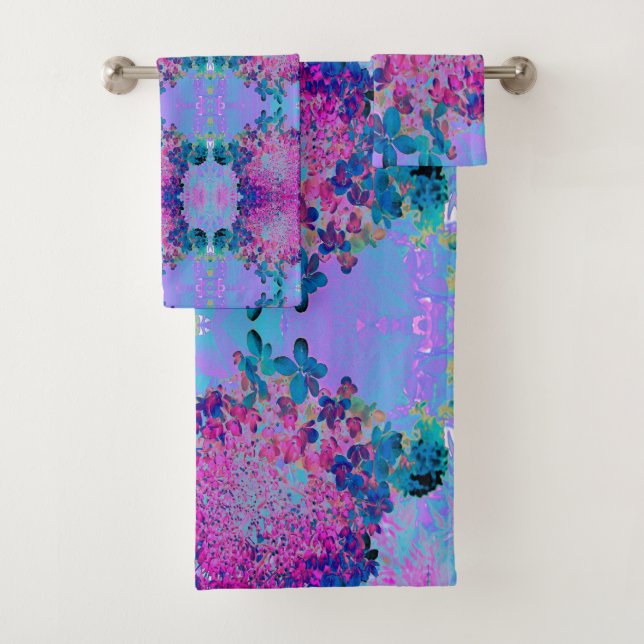 Conjunto De Toalhas Elegante Azul Escuro e Magenta - Iluminismo (Insitu)