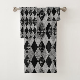Conjunto De Toalhas Elegante Black Silver Harlequin