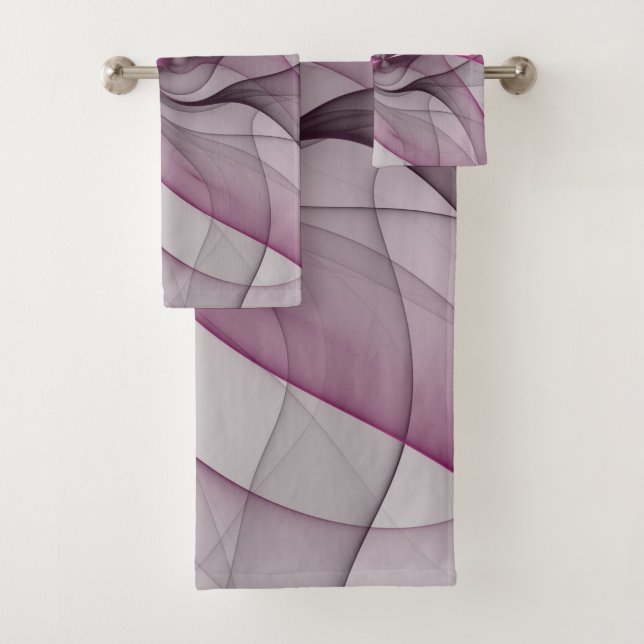 Conjunto De Toalhas Elegante Caos Moderno, Abstrato, Arte Fractal Rosa (Insitu)