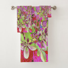 Conjunto De Toalhas Elegante Chartreuse - Hidrópias Verde, Rosa e Azul