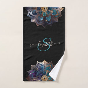 Conjunto De Toalhas Elegante Colorido Mandala Preto Dourado Estiloso
