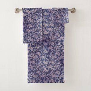 Conjunto De Toalhas Elegante Cor damasco roxa