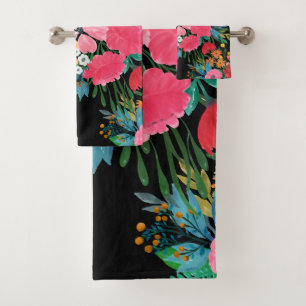 Conjunto De Toalhas Elegante Cor de água rosa Design floral Buquê