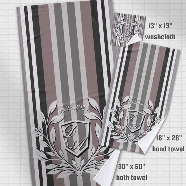 Conjunto De Toalhas Elegante Crest Earth Tones Brown Savannah Stripes (Criador carregado)