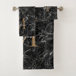 Conjunto De Toalhas Elegante Dourado Marble Monogramas Girly Script