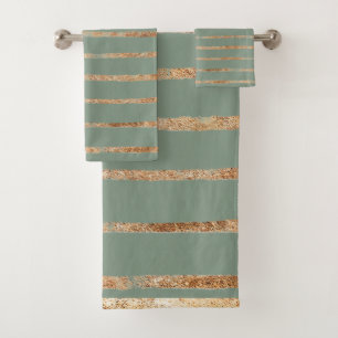 Conjunto De Toalhas Elegante Dourado Sage Green