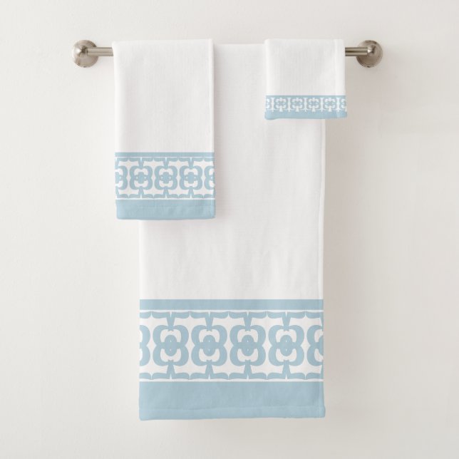 Conjunto De Toalhas Elegante Estiloso Azul Céu e Branco (Insitu)