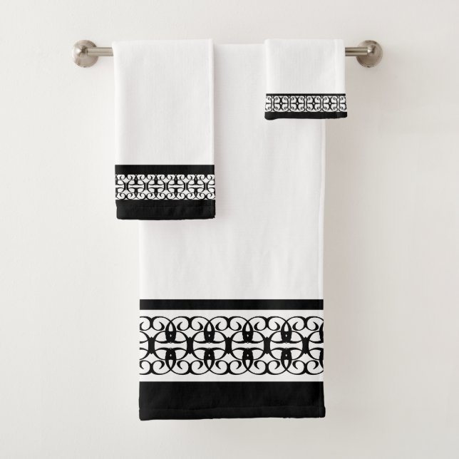 Conjunto De Toalhas Elegante Estiloso Preto & Branco (Insitu)
