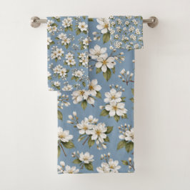 Conjunto De Toalhas Elegante Flor de Blossom Azul