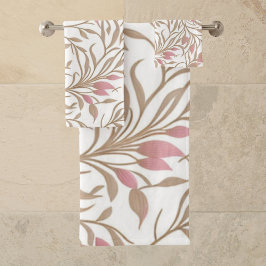 Conjunto De Toalhas Elegante Floral Botânico Neutro