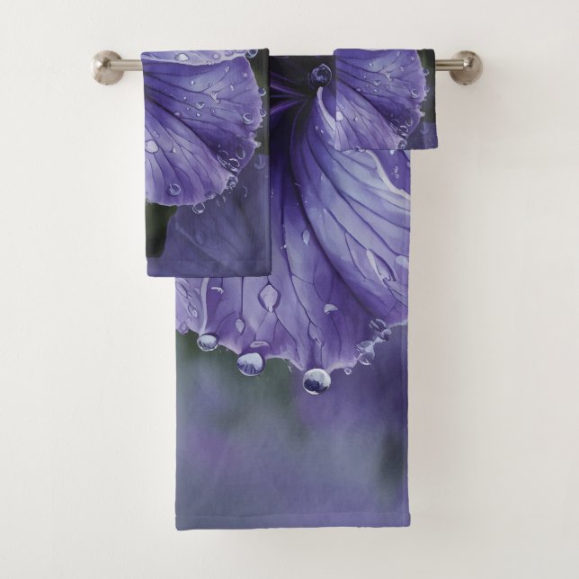 Conjunto De Toalhas Elegante Floral Roxo (Insitu)