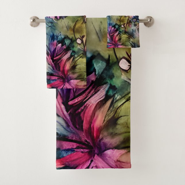 Conjunto De Toalhas Elegante Floral Roxo    (Insitu)