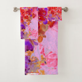 Conjunto De Toalhas Elegante Hydrangea Limelight Roxa e Laranja