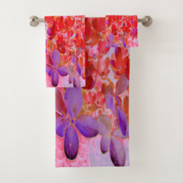 Conjunto De Toalhas Elegante Hydrangea Limelight Roxa e Laranja