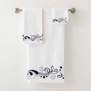 Conjunto De Toalhas Elegante Marinho-Blue Swirls Lace