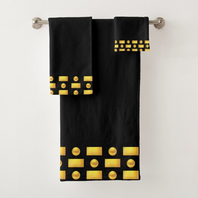 Conjunto De Toalhas Elegante Moderno Dourado e Preto (Insitu)