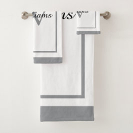 Conjunto De Toalhas Elegante Nome em Roteiro de Monograma Bordado