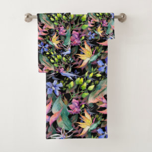 Conjunto De Toalhas Elegante padrão floral em aquarela decorativo e at
