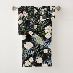 Conjunto De Toalhas Elegante padrão floral em aquarela decorativo e ch