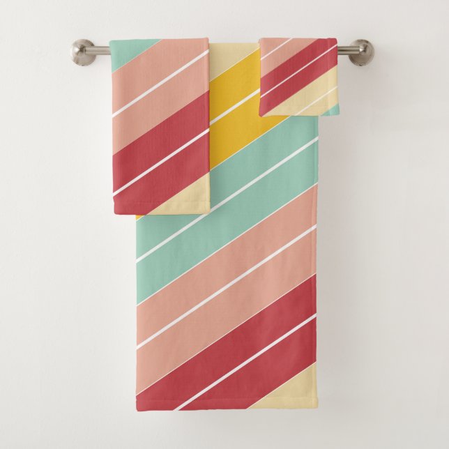 Conjunto De Toalhas Elegante Personalizado com Listras Retrô (Insitu)