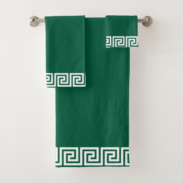 Conjunto De Toalhas Elegante Quadro de Padrão Geométrico Branco no Ver (Insitu)