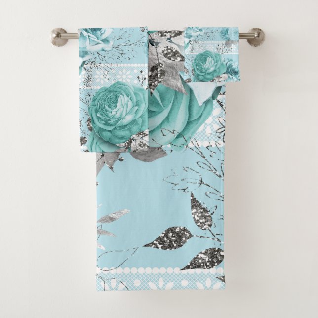Conjunto De Toalhas Elegante Rosa Azul (Insitu)