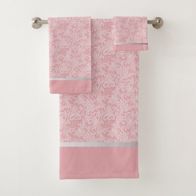 Conjunto De Toalhas Elegante Rosa Bege Abstrato (Insitu)