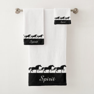 Conjunto De Toalhas Elegante roteiro e cavalos elegantes em branco