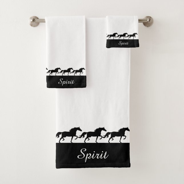 Conjunto De Toalhas Elegante roteiro e cavalos elegantes em branco (Insitu)