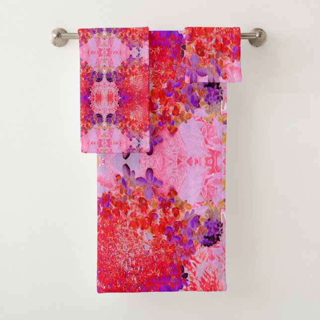 Conjunto De Toalhas Elegante Roxo e Laranja (Insitu)